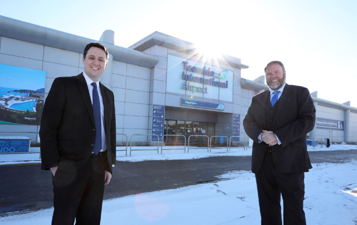 Tees Valley Mayor Ben Houchen with Cyrrus MD Rob Cooke at Teesside International Airport | Darlington Business Club
